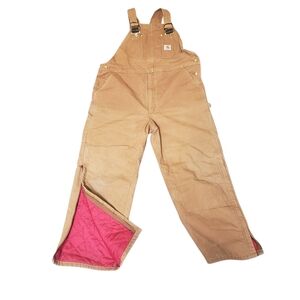 Carhartt Duck Bib Overalls 2006 Insulated R02 BRN Double Knee Work Size 44 X 30